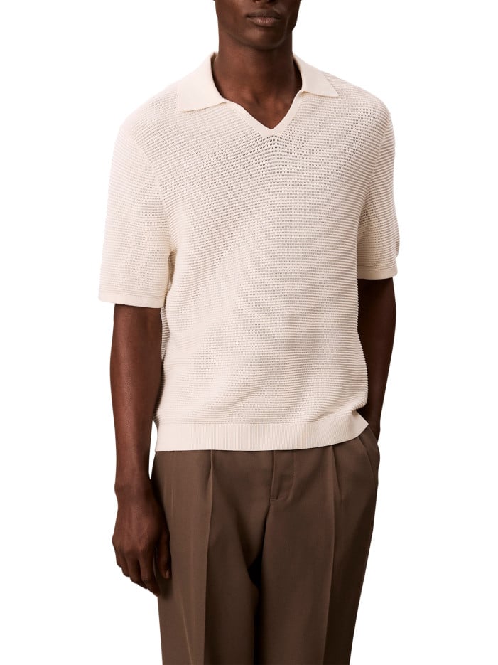 T-shirt écru uni en maille...