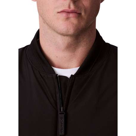 Bomber noir uni zippé à l'avant avec une coupe droite et des poches zippées - Image 3