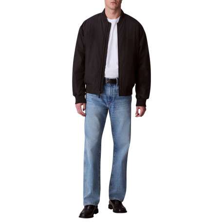 Bomber noir uni zippé à l'avant avec une coupe droite et des poches zippées - Image 4