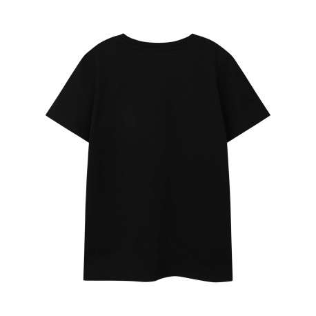 T-shirt en coton noir imprimé avec une coupe droite et un col rond - Image 2