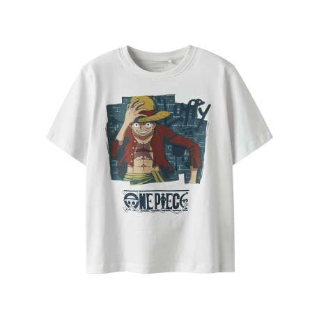 T-shirt en coton blanc imprimé avec un col rond et une coupe droite