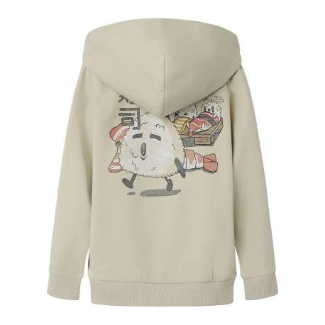 Sweat beige imprimé avec une coupe droite et un col à capuche - Image 2
