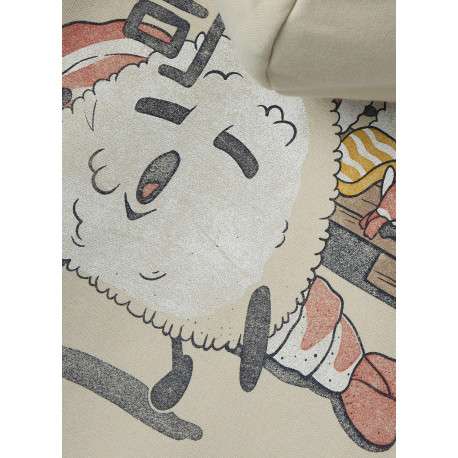 Sweat beige imprimé avec une coupe droite et un col à capuche - Image 3