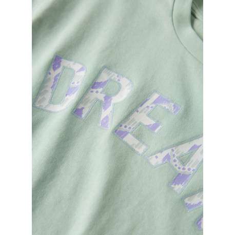 T-shirt en coton vert d'eau imprimé avec un col rond et une coupe droite - Image 3