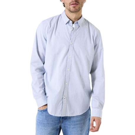 Chemise en coton bleue avec fermeture boutonnée et motif géométrique - Image 2