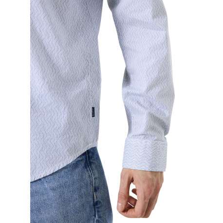 Chemise en coton bleue avec fermeture boutonnée et motif géométrique - Image 3