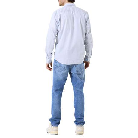 Chemise en coton bleue avec fermeture boutonnée et motif géométrique - Image 4