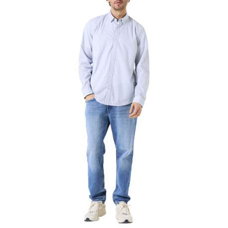 Chemise en coton bleue avec fermeture boutonnée et motif géométrique - Image 5