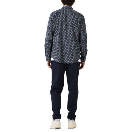 Chemise en coton marine à coupe droite avec un motif fantaisie - Image 4