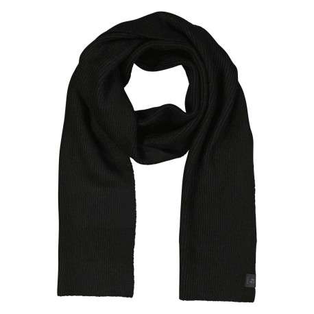 Écharpe noire unie en maille côtelée