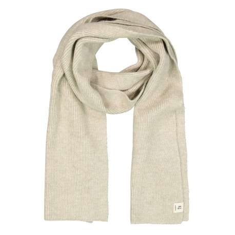 Écharpe beige unie en maille côtelée