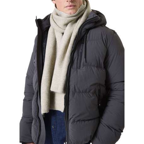 Écharpe beige unie en maille côtelée - Image 3