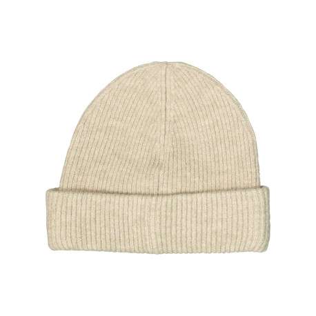 Bonnet beige uni en maille côtelée avec un large revers - Image 4