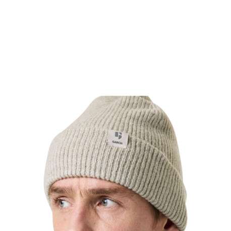 Bonnet beige uni en maille côtelée avec un large revers - Image 6