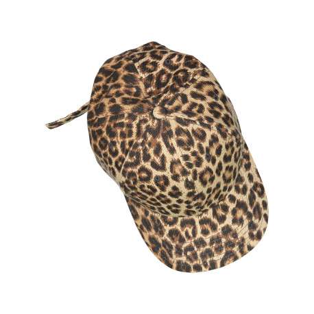 Casquette en coton à motif léopard fantaisie et fermeture strapback