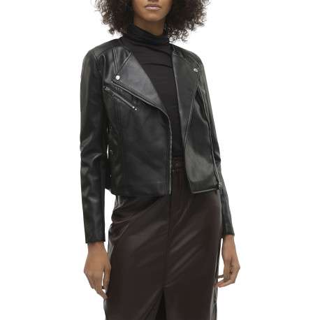 Veste perfecto noire unie à coupe droite avec multiples poches - Image 2