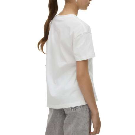 T-shirt en coton biologique blanc à imprimé fantaisie et col rond - Image 3