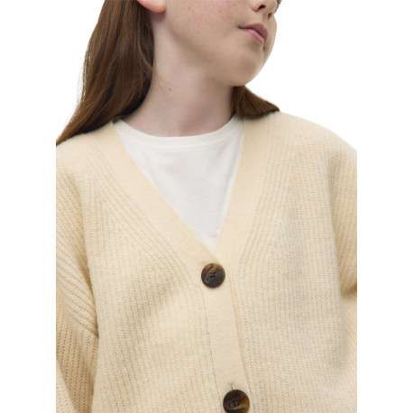 Gilet écru uni avec col v et large boutonnière à l'avant - Image 3