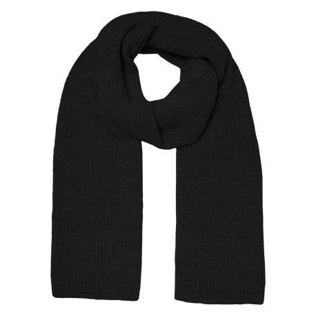 Écharpe noire unie en maille côtelée