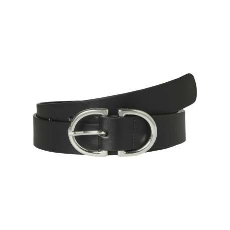 Ceinture noire unie avec fermeture boucle ardillon argentée