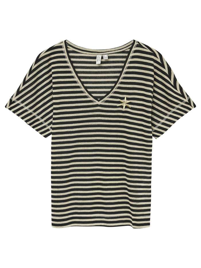 T-shirt à rayures noir et...