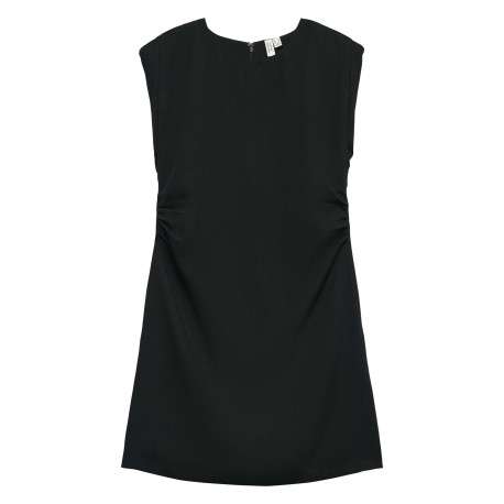 Robe courte noire unie avec col rond et fermeture à glissière