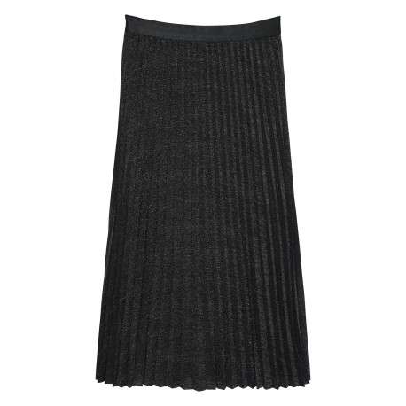 Jupe longue noire unie incrustée de fils lurex avec une taille élastiquée