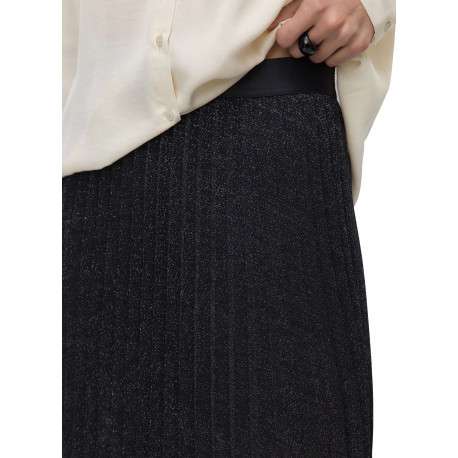 Jupe longue noire unie incrustée de fils lurex avec une taille élastiquée - Image 5
