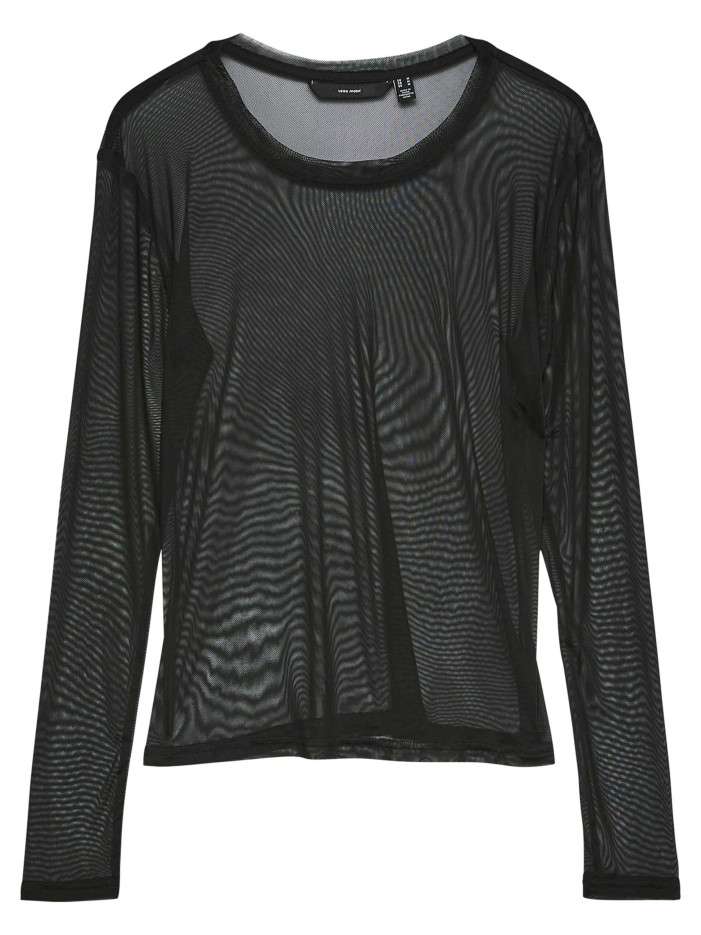 T-shirt noir uni en tulle...