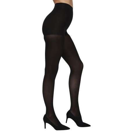 Collants noirs unis avec une découpe effet culotte et ceinture élastiquée