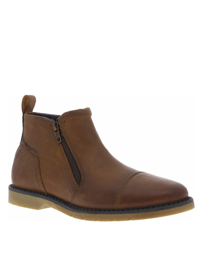 Boots en cuir cognac à...