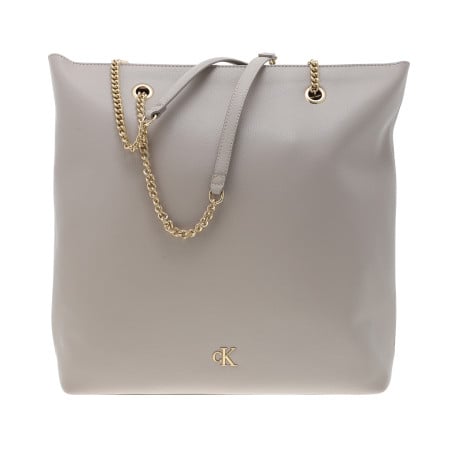 Sac porté épaule beige uni avec une fermeture zippée en doré 