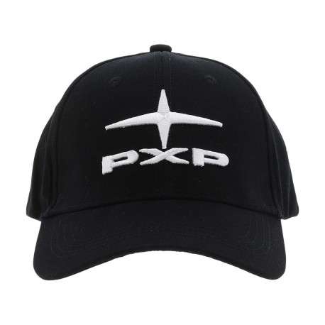 Casquette en coton noire unie avec logo iconique brodé à l'avant en blanc