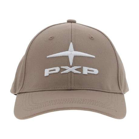 Casquette en coton taupe unie avec logo iconique brodé à l'avant en blanc