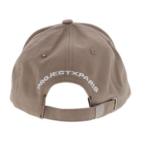 Casquette en coton taupe unie avec logo iconique brodé à l'avant en blanc - Image 2