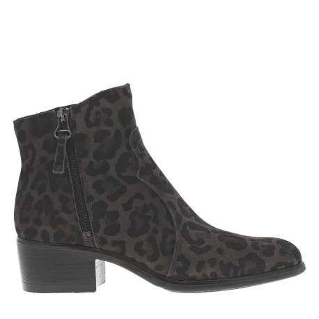 Boots en cuir léopard avec semelle à talon décroché moyen et à zip