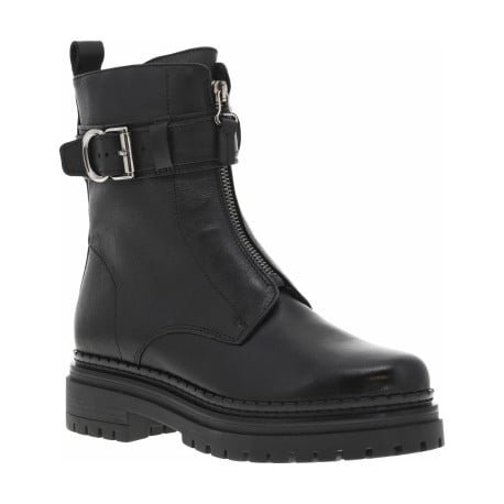 Bottines en cuir noires à talon décroché bas avec fermeture zippée