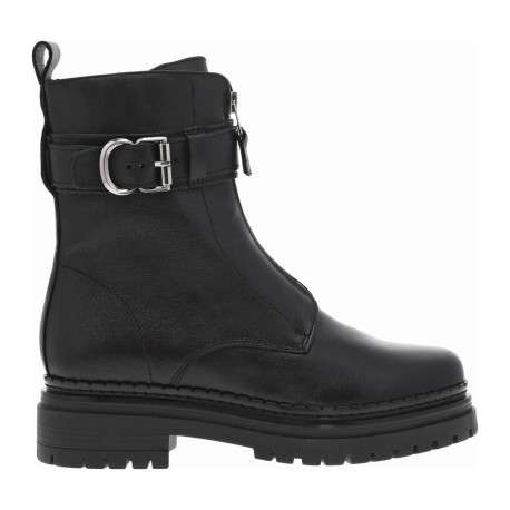 Bottines en cuir noires à talon décroché bas avec fermeture zippée