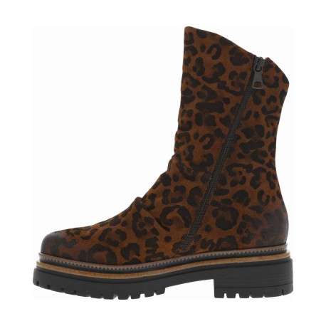 Bottes en cuir léopard avec semelle à talon plat et fermeture zippée