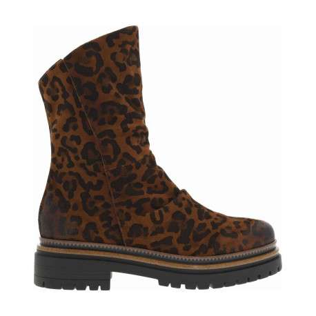 Bottes en cuir léopard avec semelle à talon plat et fermeture zippée