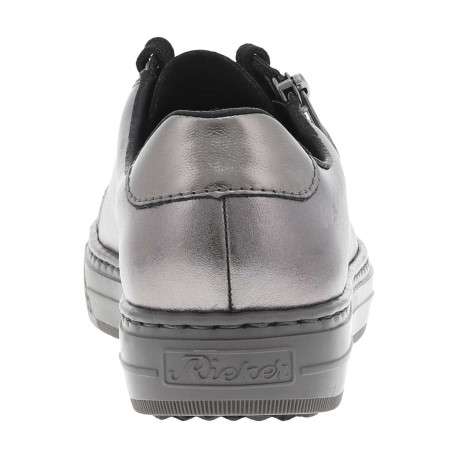 Tennis en cuir effet métallisé avec double fermeture et talon plat - Image 6