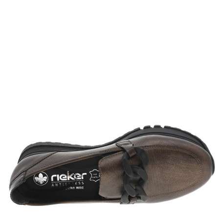Mocassins en cuir bronze avec semelle à talon plat et maillons décoratifs - Image 4