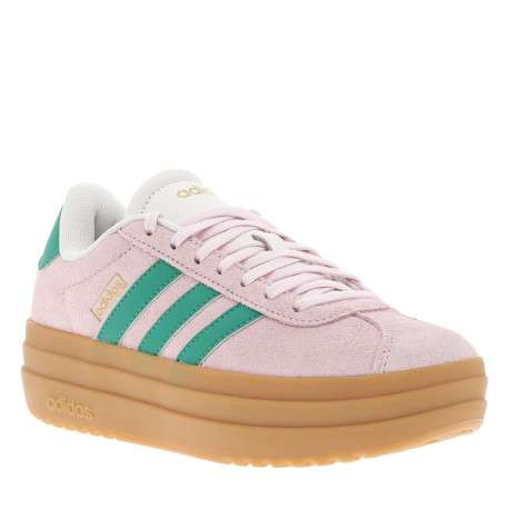 Tennis en cuir roses avec semelle à talon plateau et bandes contrastées - Image 3