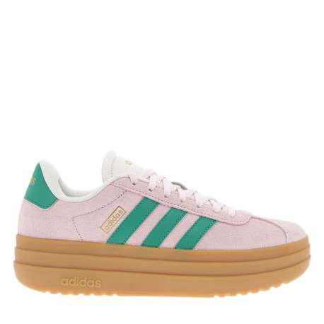 Tennis en cuir roses avec semelle à talon plateau et bandes contrastées - Image 2