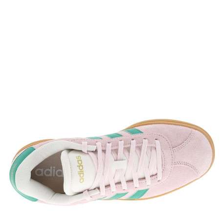 Tennis en cuir roses avec semelle à talon plateau et bandes contrastées - Image 4