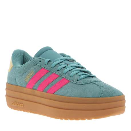 Tennis en cuir bleu canard avec semelle à talon plateau et lacets plats - Image 3