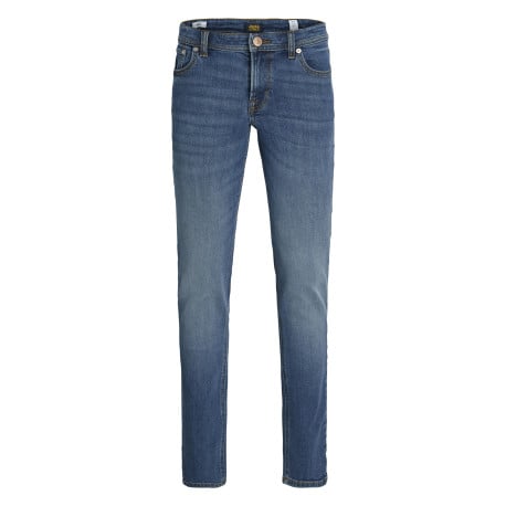 Jean glenn en coton bleu avec une coupe slim et des passants pour ceinture