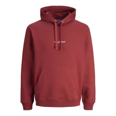 Sweat en coton rouge uni avec un col à capuche et cordon de serrage