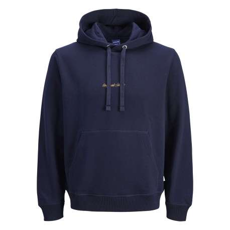 Sweat en coton marine uni avec un col à capuche et cordon de serrage