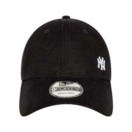 Casquette strapback noire unie en coton avec logo NY brodé en blanc - Image 2